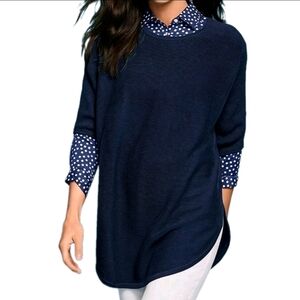 TALBOTS size Large cashmere blend Oversized Poncho Sweater Heavyweight Navy Blue